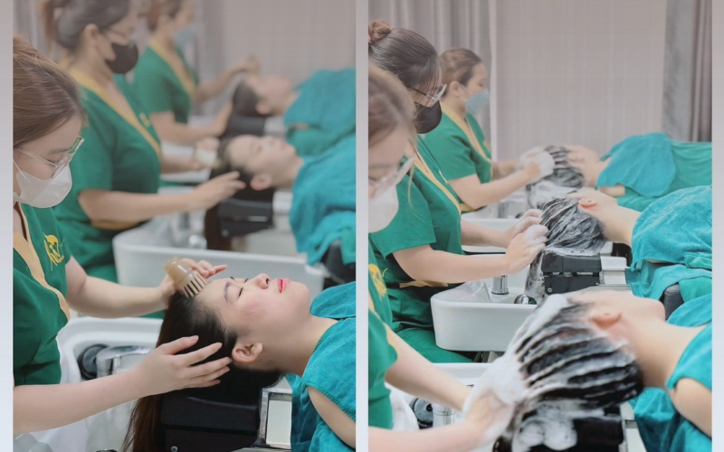 Gội đầu kết hợp trị liệu cổ vai gáy tại Hi Spa 