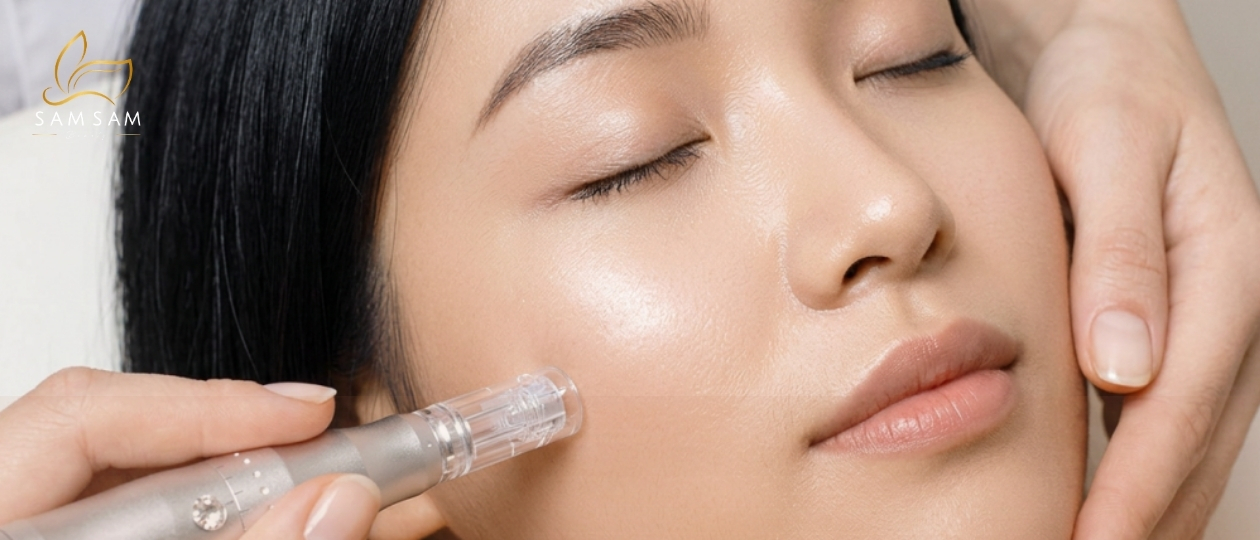 An in-depth clinical comparison between a nano microneedle and Gold Microneedling at Sam Sam Beauty Ho Chi Minh City.