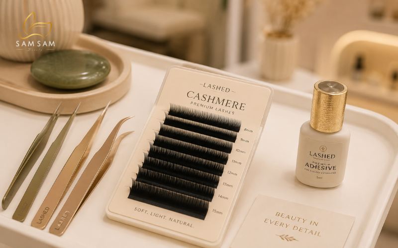 Safe imported lash materials used at Sam Sam Beauty to protect natural lashes