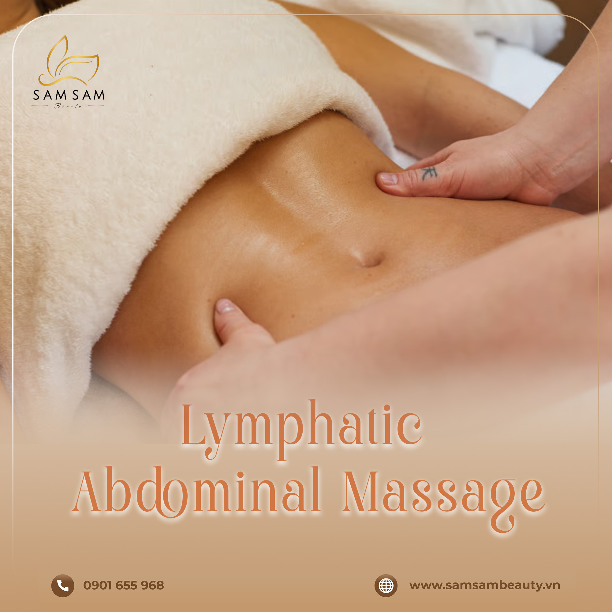 Lymphatic abdominal drainage massage for detox and waist slimming