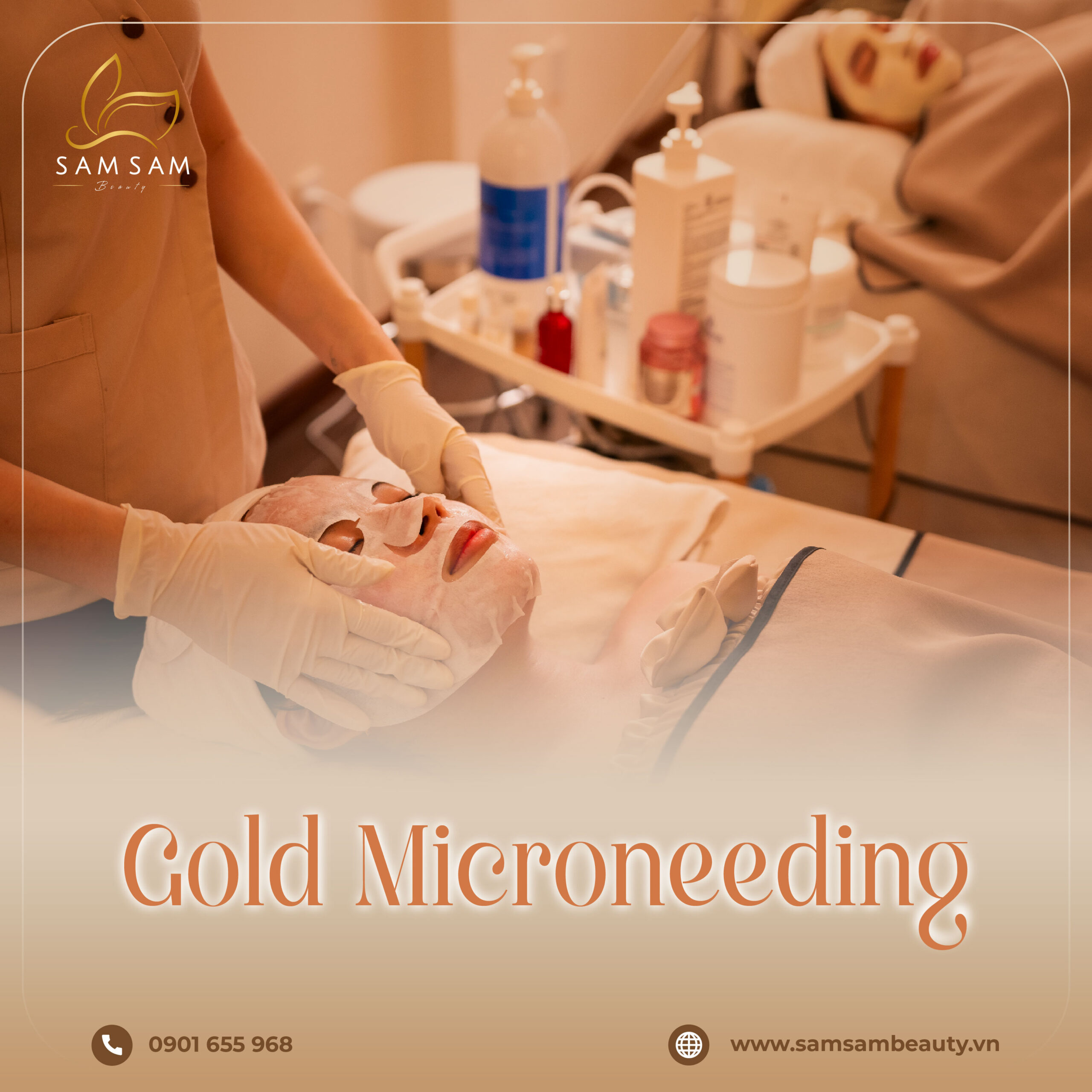 Liệu pháp Gold Microneedling tinh thể nano tại Sam Sam Beauty cải thiện sẹo nám không đau
