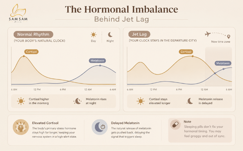 How jet lag disrupts circadian rhythm and raises cortisol