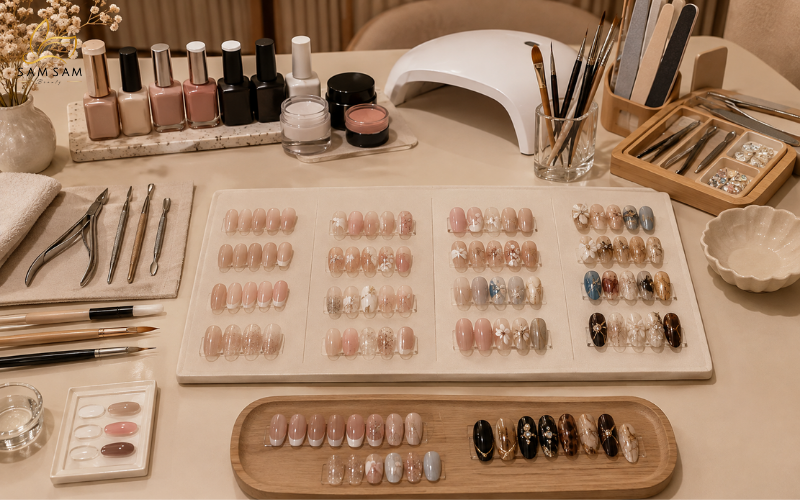 Bộ dụng cụ và giáo trình học nail dành cho học viên tại Sam Academy