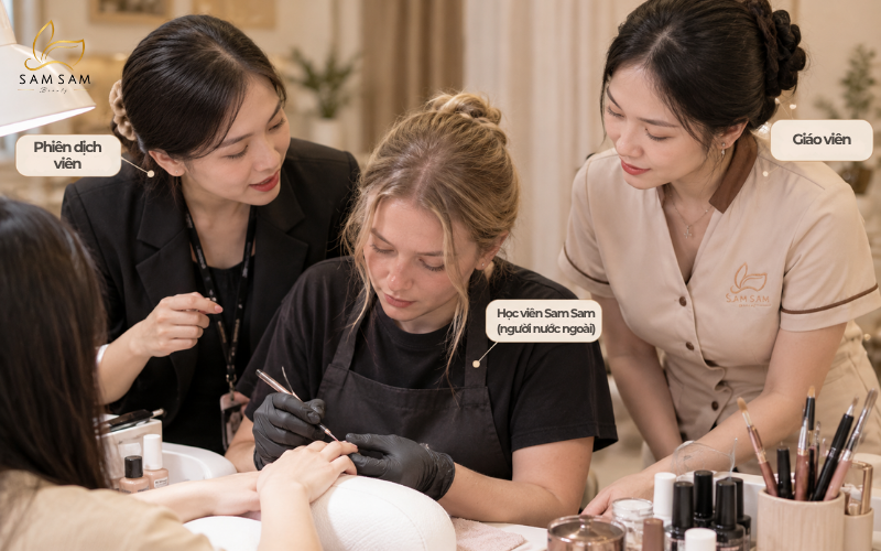 Nail training courses from Basic to Master for international students at Sam Academy